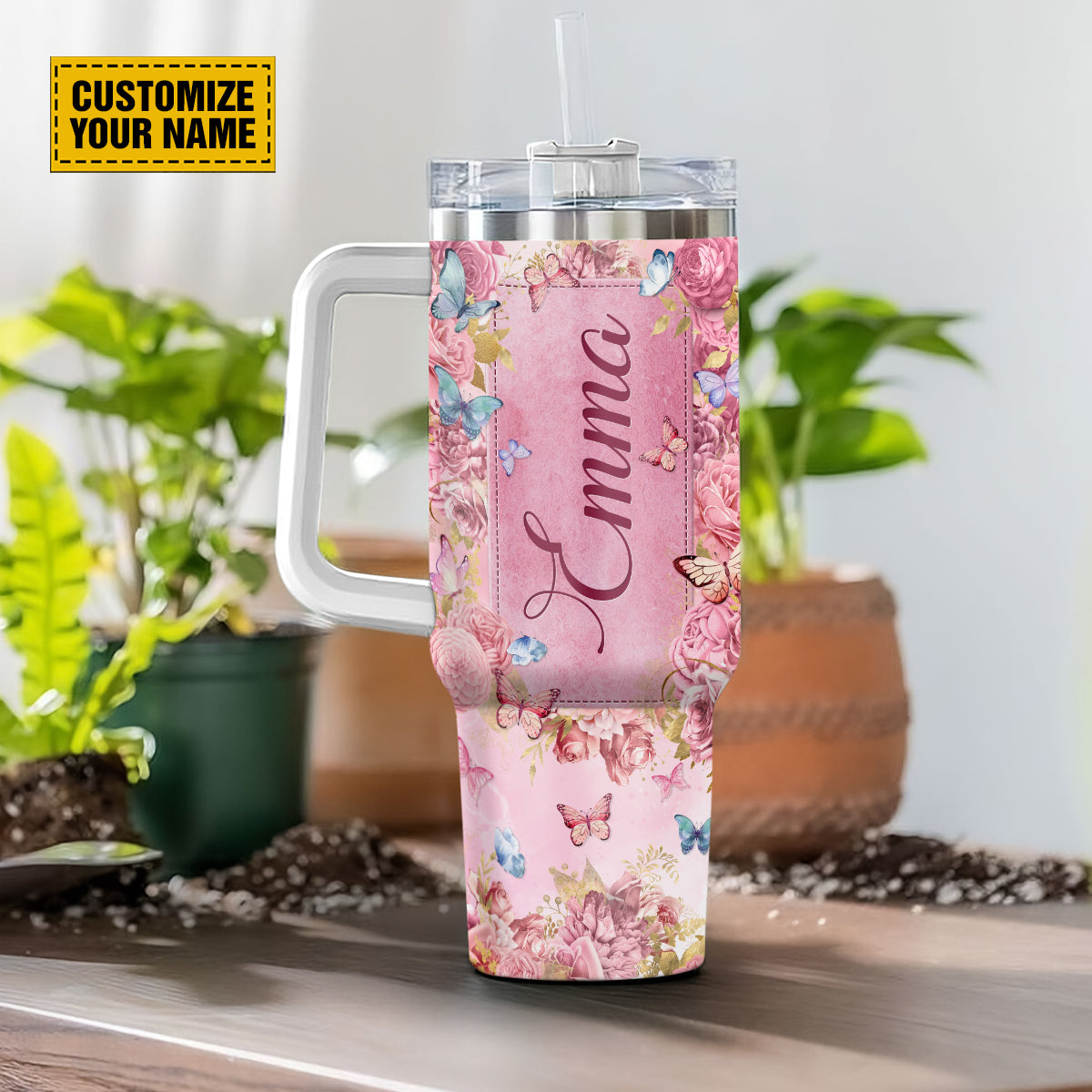 Teesdily | Butterfly Rose Personalized Tumbler, When I Am Afraid I Put My Trust In You Tumbler Cups, Women Spiritual Gifts, 40oz Tumbler With Handle