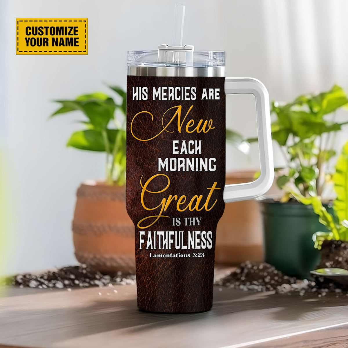 Teesdily | Customized Jesus God Bible Verses Tumbler Cups, His Mercies Are New Each Morning Great Travel Tumbler, Jesus Lover Gifts 40oz Tumbler