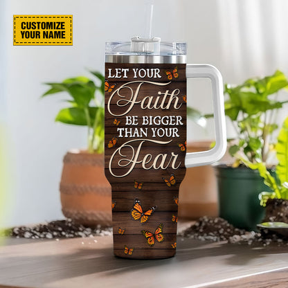 Teesdily | Lion Of Judah Customized Water Tumbler, Let Your Faith Be Bigger Than Your Fear Insulated Tumbler, Christian Gifts 40oz Tumbler