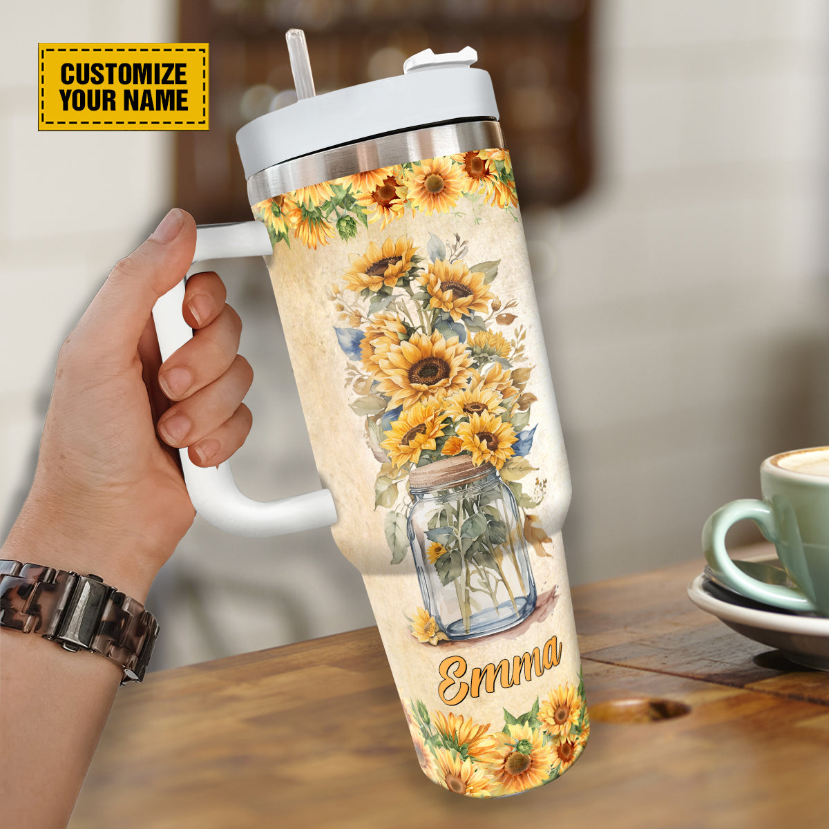 Teesdily | Customized Bible Emergency Numbers Water Tumbler, Sunflowers Travel Tumbler, Spiritual Gifts For Women, Christian 40oz Tumbler With Straw