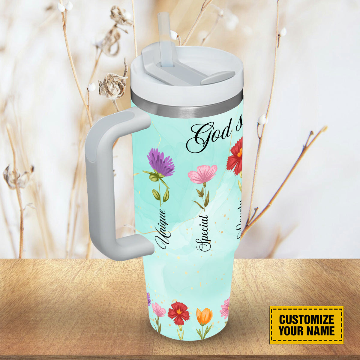 Teesdily | Customized Wildflower 40oz Tumbler With Straw, God Say You Are Insulated Tumbler, Inspirational Gifts For Women Mom Grandma Daughter