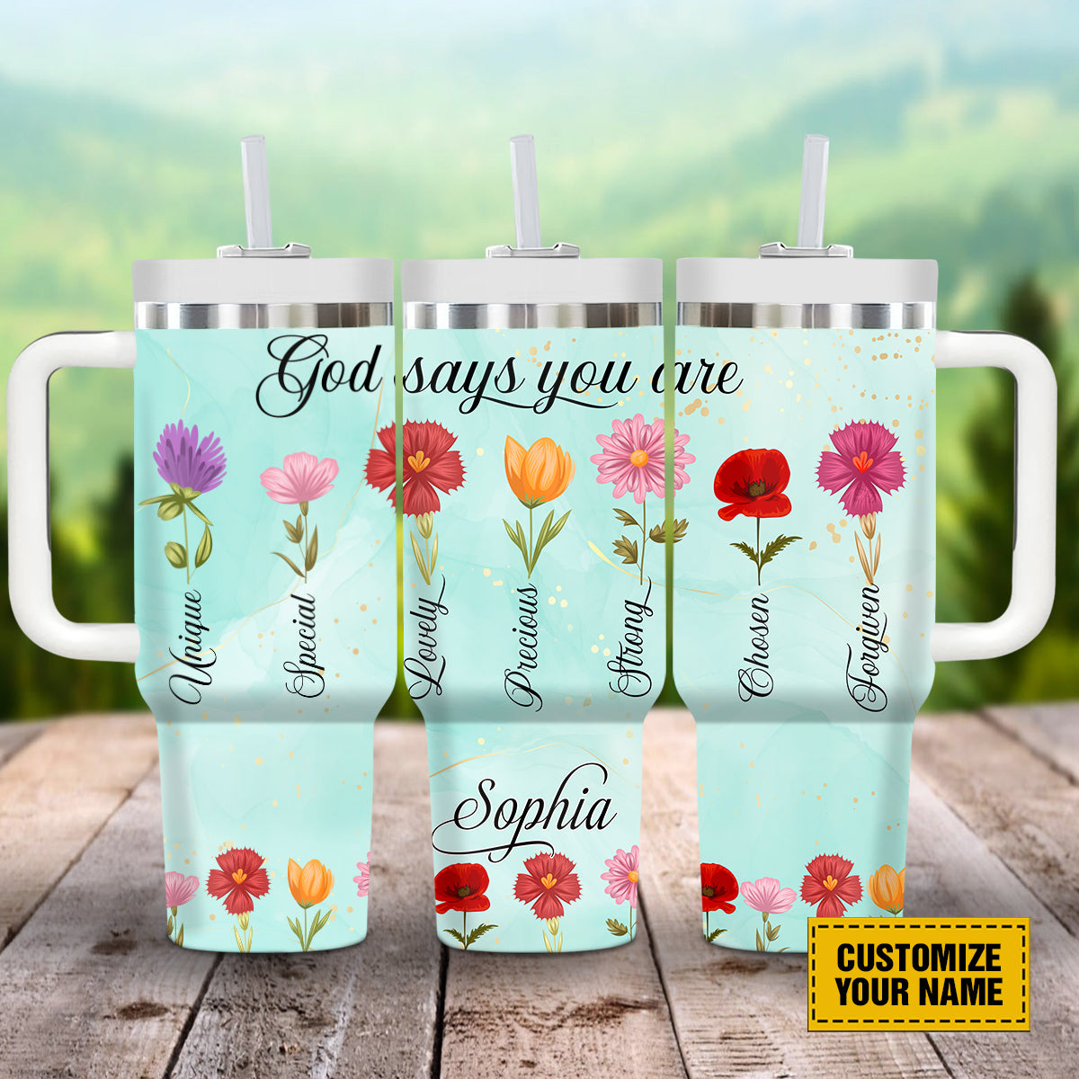 Teesdily | Customized Wildflower 40oz Tumbler With Straw, God Say You Are Insulated Tumbler, Inspirational Gifts For Women Mom Grandma Daughter