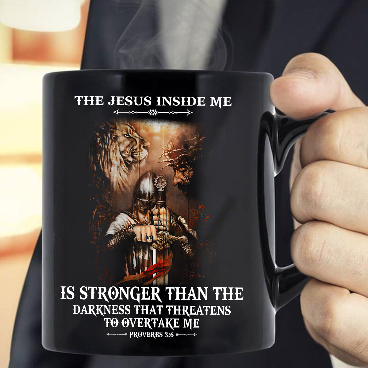 Teesdily | Jesus Lion Of Judah Novelty Shirt, Jesus Inside Me Is Stronger Than The Darkness Hoodie Sweatshirt Mug, Armor Of God Gifts Christian