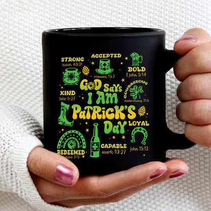 Teesdily | Patrick's Day Novelty Shirt, God Says I Am Casual Hoodie Sweatshirt Mug, Lucky Irish Backside Shirt, St Paddy's Irish Lucky Gifts