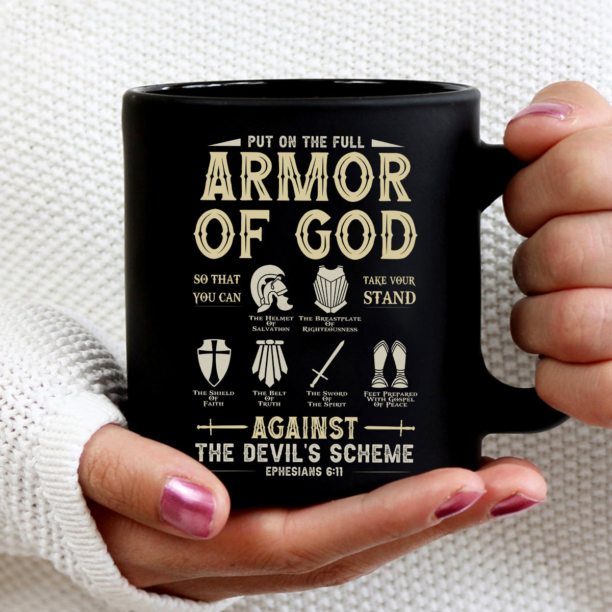 Teesdily | Amor Of God Novelty Shirt, Against The Devil's Scheme Ephesians 6 11 Hoodie Sweatshirt Mug, Christian Graphic Tees, Jesus Believer Gifts