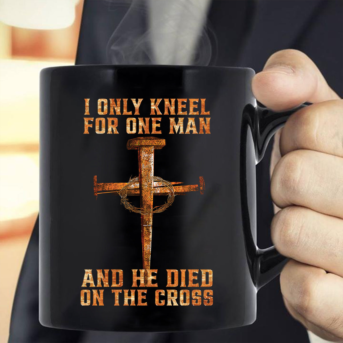 Teesdily | Jesus Nail Cross Vintage Shirt, I Only Kneel For One Man And He Died On The Cross Hoodie Sweatshirt Mug, Christian Religious Gift Ideas