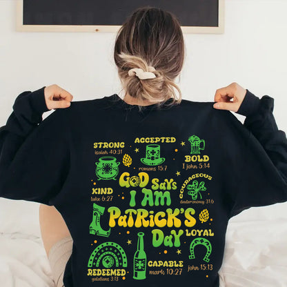 Teesdily | Patrick's Day Novelty Shirt, God Says I Am Casual Hoodie Sweatshirt Mug, Lucky Irish Backside Shirt, St Paddy's Irish Lucky Gifts