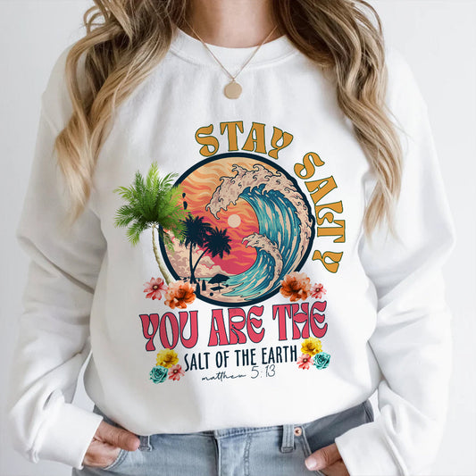 Teesdily | Stay Salty You Are The Salt Of The Earth Shirt, Matthew 5 13 Bible Verse Shirt, Vintage 90S Style Unisex Tshirt Hoodie Sweatshirt Mug