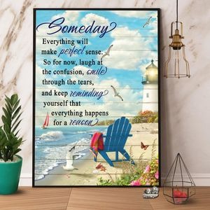 Teesdily | Beach Someday Everything Will Make Perfect Sense Wall Art Poster No Frame/ Wrapped Canvas, Home Decoration Wall Art