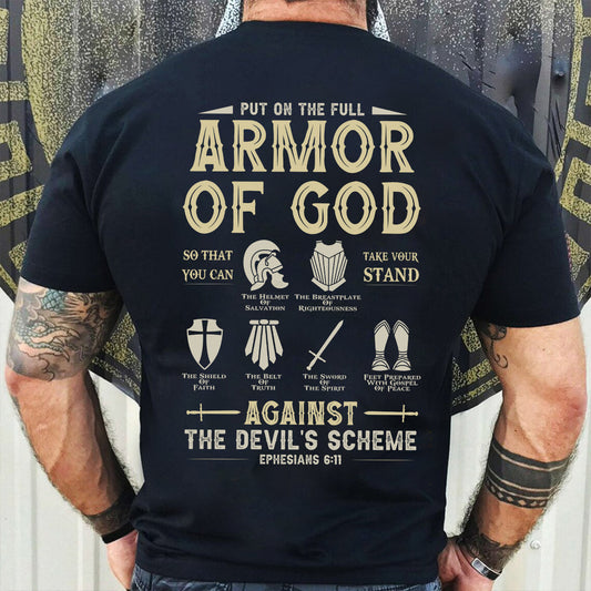 Teesdily | Amor Of God Novelty Shirt, Against The Devil's Scheme Ephesians 6 11 Hoodie Sweatshirt Mug, Christian Graphic Tees, Jesus Believer Gifts