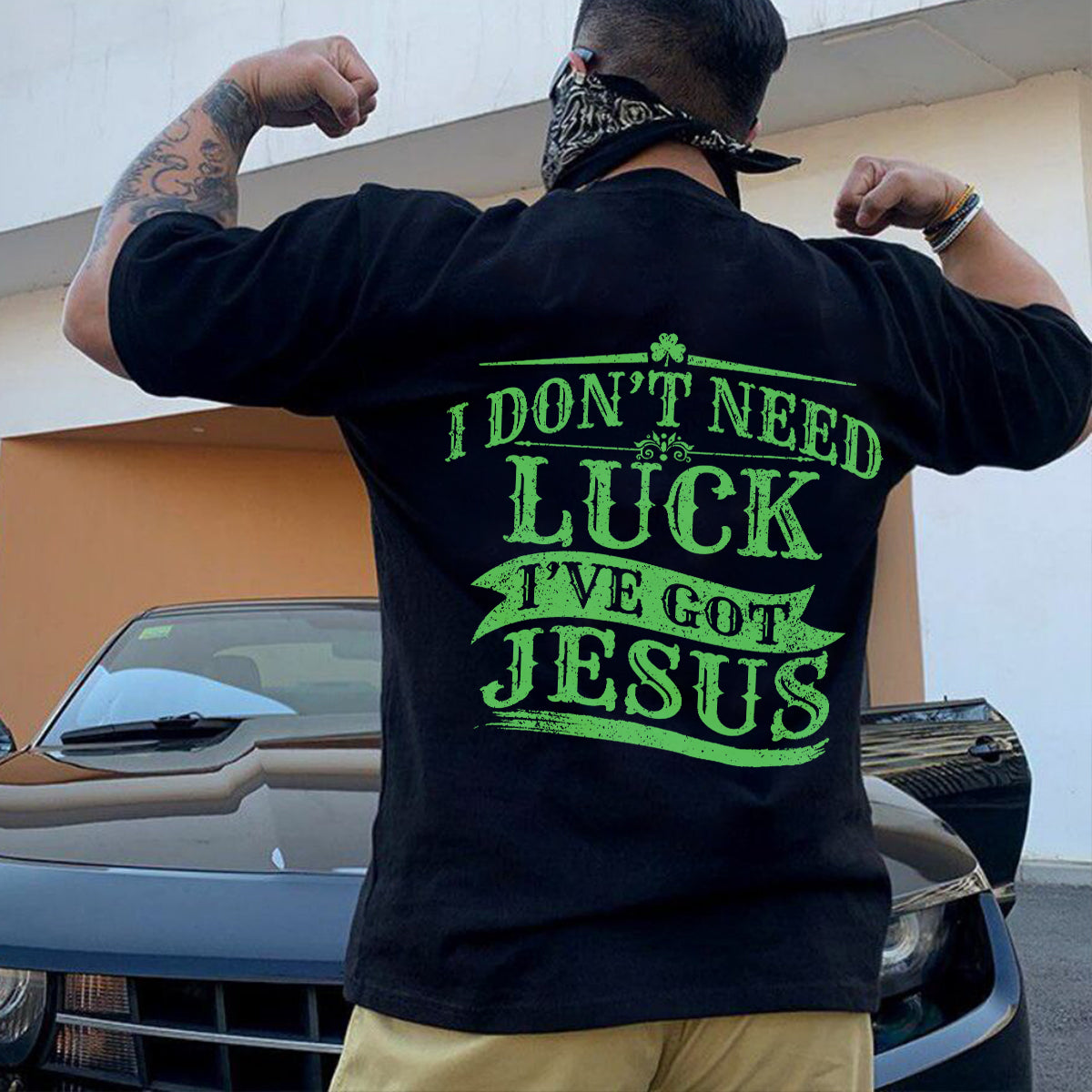 Teesdily | Patrick's Day Novelty Shirt, I Don't Need Luck I'Ve Got Jesus Shirt, Shamrock Lucky Casual Shirt, Jesus Believer Gifts Unisex Tshirt Hoodie Sweatshirt Size S-5XL / Mug 11-15Oz