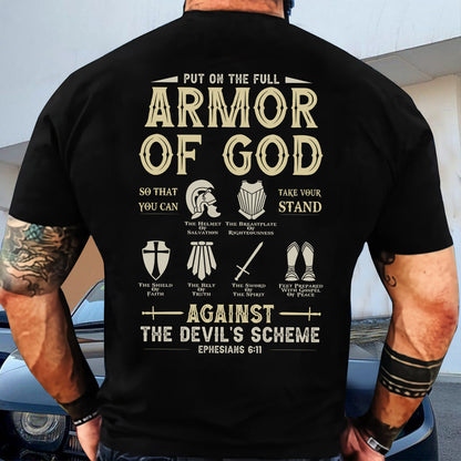 Teesdily | Amor Of God Novelty Shirt, Against The Devil's Scheme Ephesians 6 11 Hoodie Sweatshirt Mug, Christian Graphic Tees, Jesus Believer Gifts