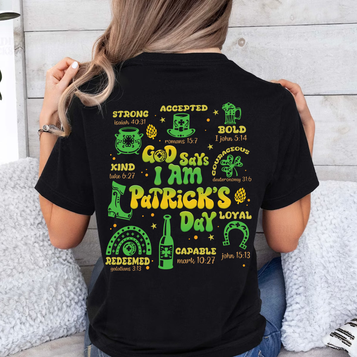 Teesdily | Patrick's Day Novelty Shirt, God Says I Am Casual Hoodie Sweatshirt Mug, Lucky Irish Backside Shirt, St Paddy's Irish Lucky Gifts