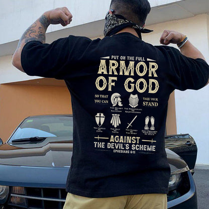 Teesdily | Amor Of God Novelty Shirt, Against The Devil's Scheme Ephesians 6 11 Hoodie Sweatshirt Mug, Christian Graphic Tees, Jesus Believer Gifts