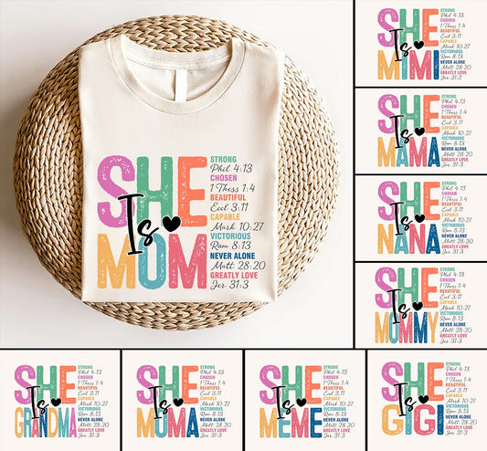 Teesdily | She Is Mom Customized Shirt, Christian Mommy Shirt, Jesus Lover Gifts, Mother's Day Gift From Son Daughter