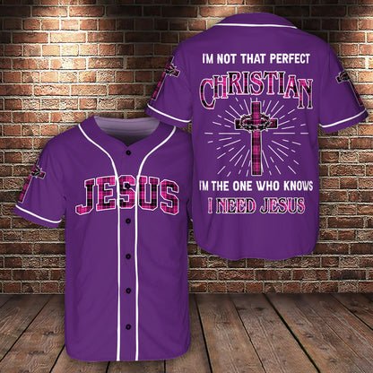 Teesdily | Personalized Jesus Baseball Jersey, Christian Baseball Jersey, Religious Gift, Faith Shirt, Jesus Shirt Gift, I'm Not Perfect Christian Shirt